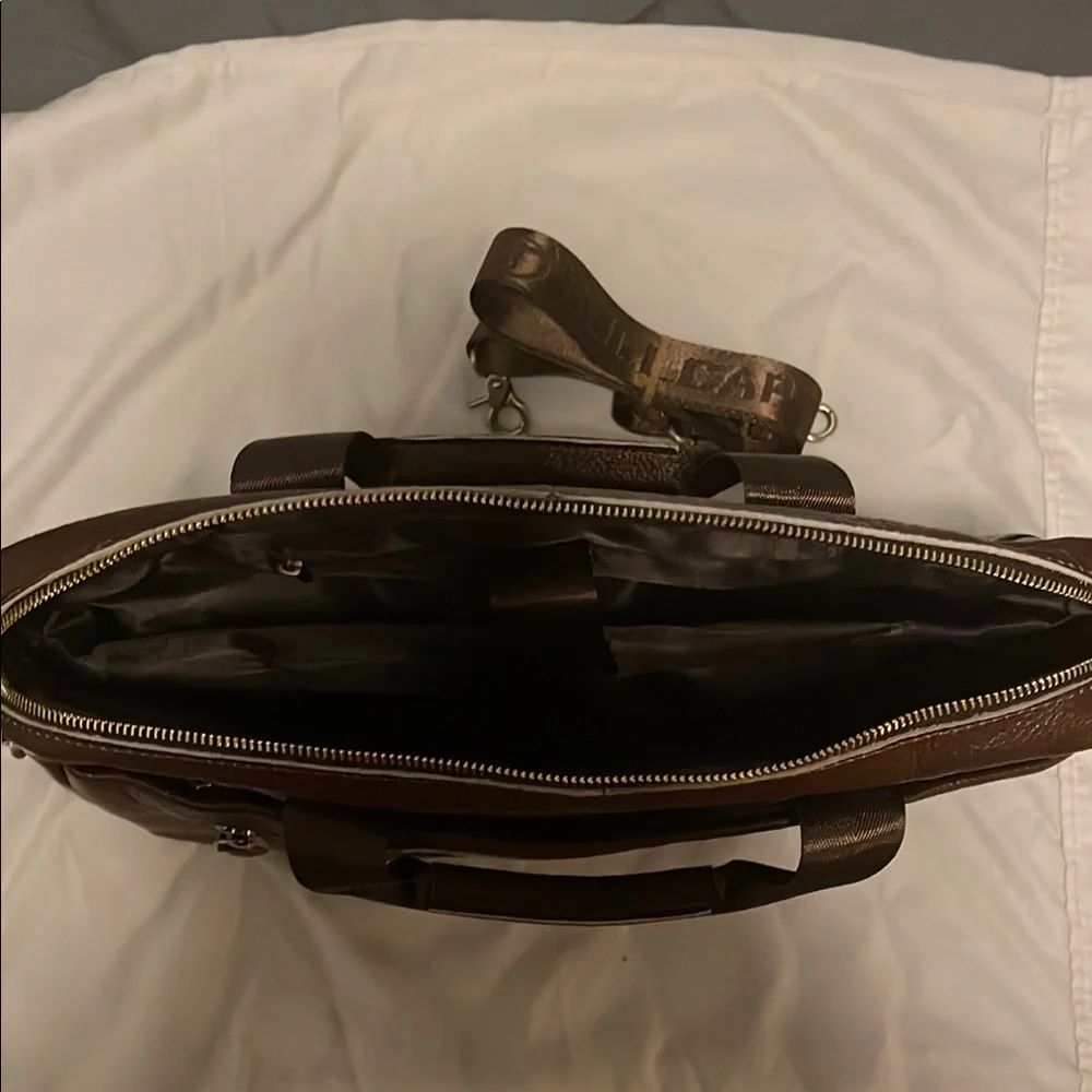 Brown Leather Executive Briefcase with Sleek Design